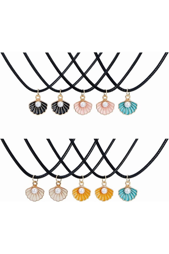 30 Pcs Shell Pearl Charm Necklaces Seashell Pendant Necklaces White Pearl Clam Necklaces Beach Pearl Pendant Necklace Jewelry for DIY