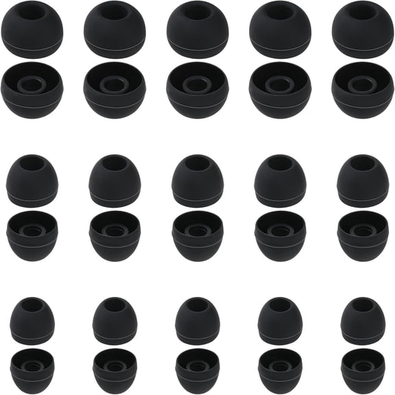 30 Pcs Silicone Replacement Earbud, Ear Buds Tips Headphone Earpads Soft Silicone Ear Tips Ear Bud Tips Replacement in S/M/L Sizes Earphone Cover Fit Most Headphones (Black)