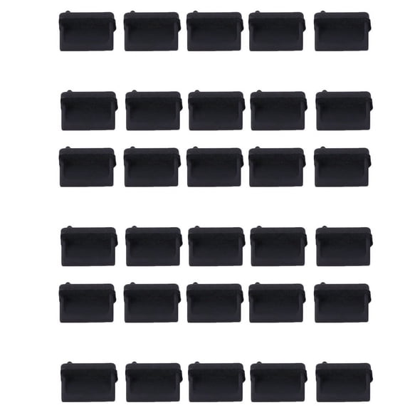 30 Pcs Silicone USB Port Plug Dustproof Plug Stopper Protection Cap Black