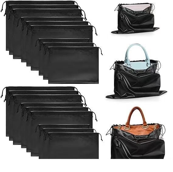 30 Pcs Silky Dust Cover Bags Satin Drawstring Bag Dustproof Travel Storage Pouch Handbags Storage Bags for Handbags Purse Shoes Boots