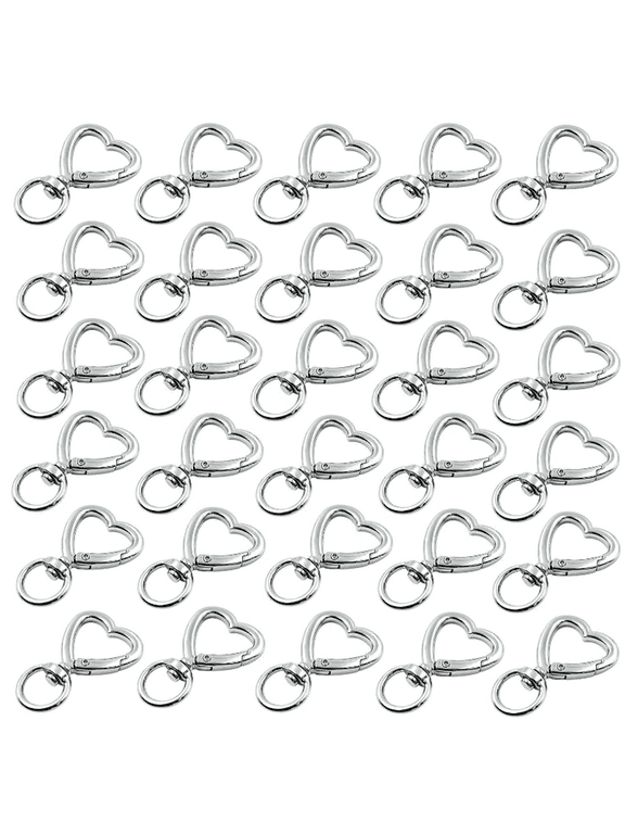 30 Pcs Silver Heart Keychain Set - Valentine's Day Gift for Her, DIY Key Rings for Keys Backpack Luggage Tag Bulk Charms Accessories