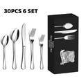 thumbnail image 1 of 30 Pcs Silverware Set for 6, Kosbon Stainless Steel Flatware Tableware Set, Include Forks Spoons and Knives Set, Mirror Polished Cutlery Utensil Set for Home Restaurant, Dishwasher Safe, 1 of 8