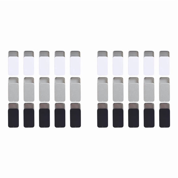 30 Pcs Slide Top Tin Containers Mini Metal Tin Box Containers Storage Boxes with Lid for Small Items(Black White Silver)