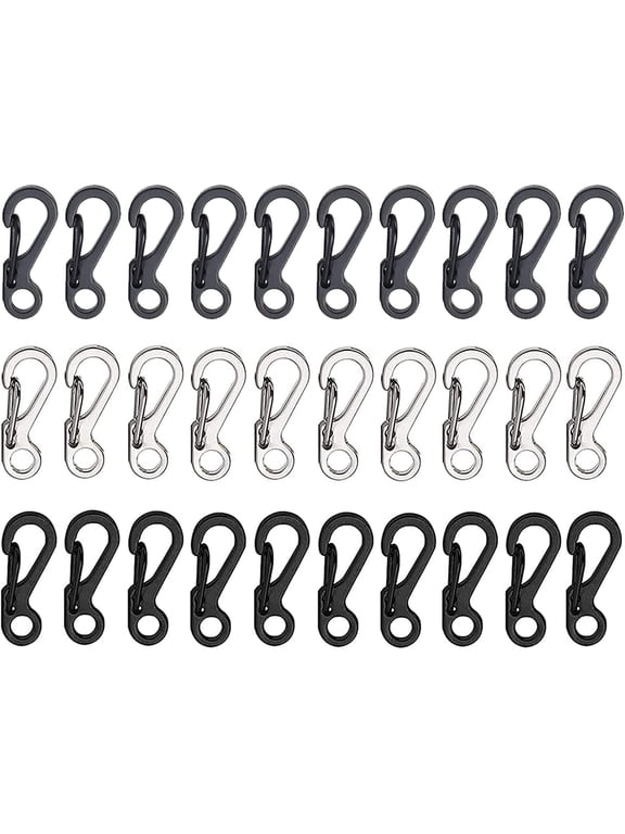 30 Pcs Small Keychain Clip for Keys Carabiner Clip for Keys,Mini Carabiner Clips (Black+Silver+Gold)