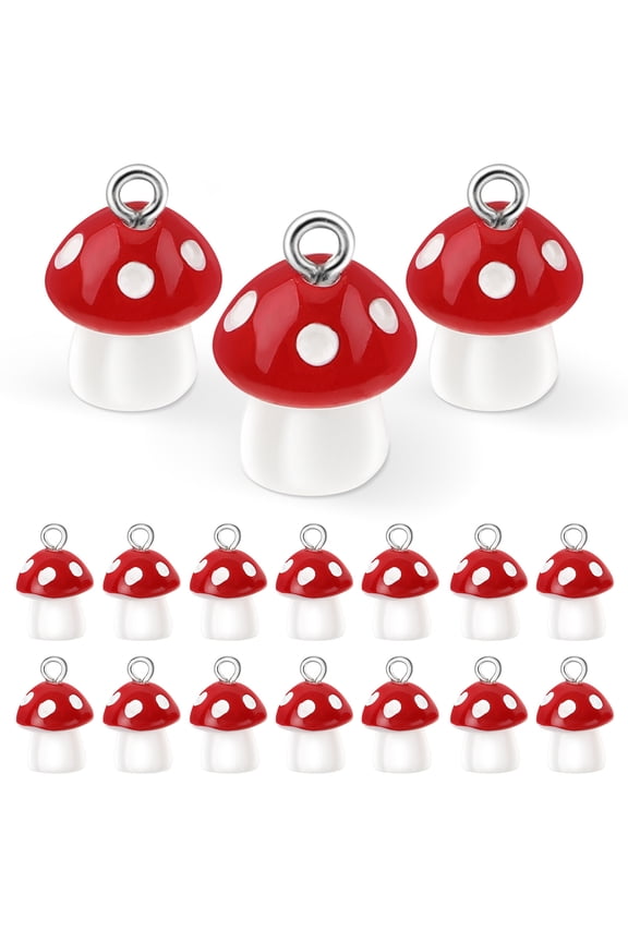 30 Pcs Small Mushroom Charms Lovely Mushroom Pendants for DIY Craft Making Jewelry