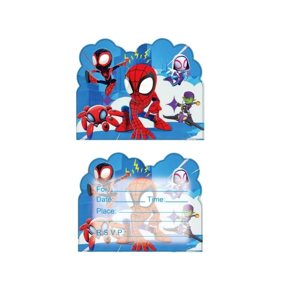 30 Pcs Spider Man Anime Cartoon Birthday Party Invitations, Fill-in Kids Birthday Invite Cards for Boys Girls