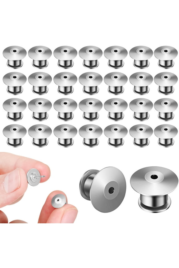 30 Pcs Spring Pin Holder Silver Set of 30 Locking Pin Back Multi-function Pin Keepers Pin Locking Backs Pin Badge Backs