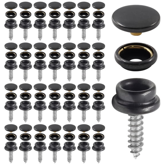 30 Pcs Stainless Steel Canvas Boat Snaps, 5/8 Inch Screws with 3/8 Inch Socket, Canvas Fastener Screws Snaps for Boat Cover and Marine Furniture (Black)