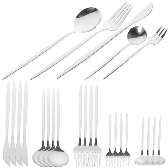 30 Pcs Stainless Steel Cutlery Set Flatware Tableware Serving Utensils Fork Spoon Kit Steak