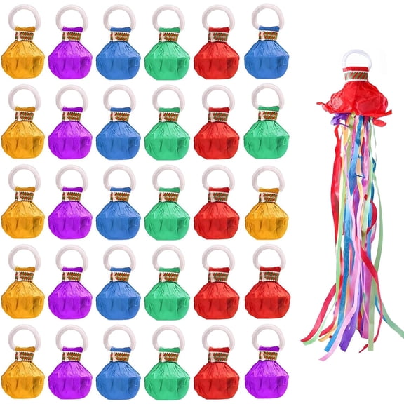 30 Pcs Streamer Poppers No Mess Party Streamers Hand-Throw Festive Atmosphere Props, Colorful