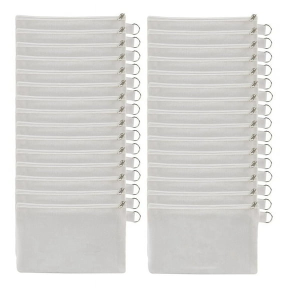 30 Pcs Sublimation Blanks Makeup Bags Bulk,Canvas White Bag,Polyester Tote Bags for Sublimation DIY Craft