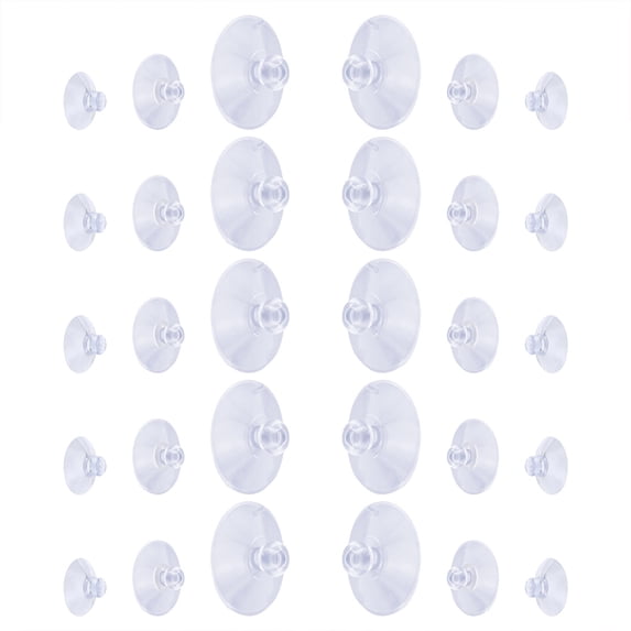 30 Pcs Suction Cups,Plastic Transparent Suction Cups,Glass Table Suction Cups,3 Different Sizes Suction Cups,Small Suction Cups,For Home Kitchen Bathroom Organization Window Decoration,30 PCS