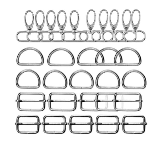 30 Pcs Swivel Clasp Hooks Kit,Key Chain Clip Hooks,D Ring Clip Slide Buckles Swivel Hook,Lanyard Hardware for Keychain Clasps,Purse Bag Making,Lanyard Making Kit for DIY Keychain Crafts(Silver)