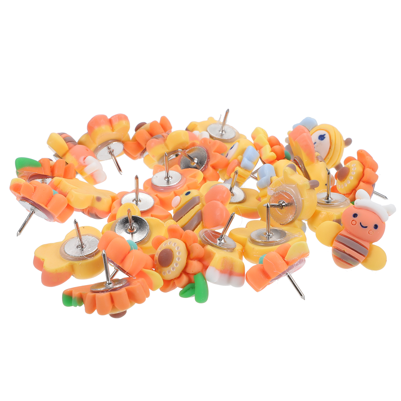 30 Pcs Thumbtack Decorative Push Pin The Flowers Resin