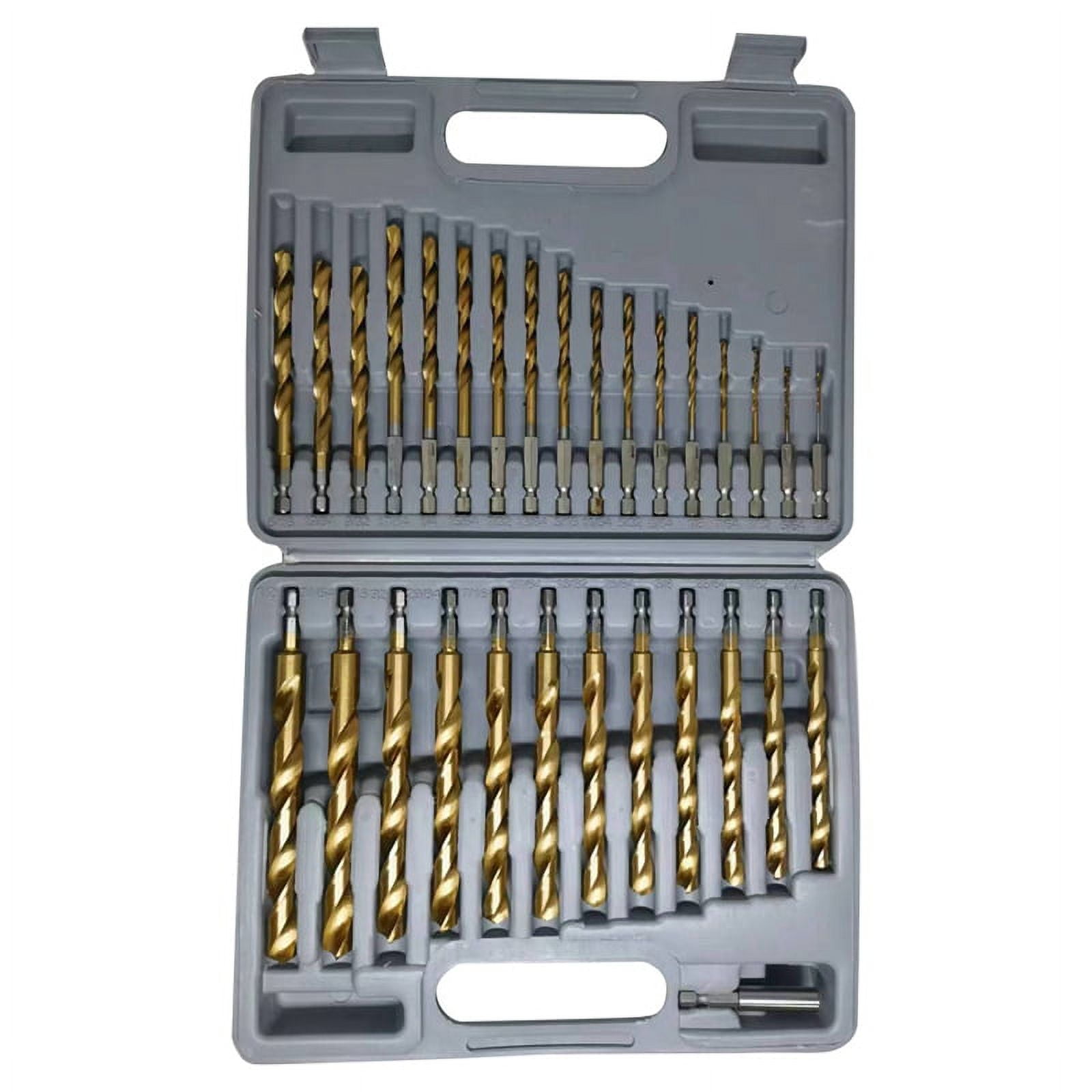 30 Pcs Titanium Impact Drill Bit Set, Hex HSS Drill Bits with Storage for Steel, Copper, Aluminum,Zinc Alloy