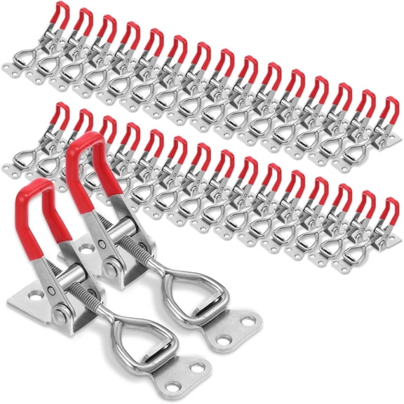 30 Pcs Toggle Latch Clamps, 4001 Adjustable Toggle Clamp, 220 Lbs Quick Release Latch Hasp Clamp Hand Tool Heavy Duty Door Latches for Door, Tool Box Case Trunk (Red)