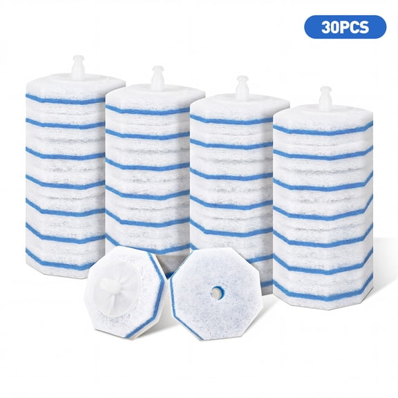 30 Pcs Toilet Bowl Wand Refills, Disposable Refill Heads with Light Fresh Scent, Compatible with Most Toilet Wand Brushes, Deep Cleaning for Toilet, Sink and Bathtub