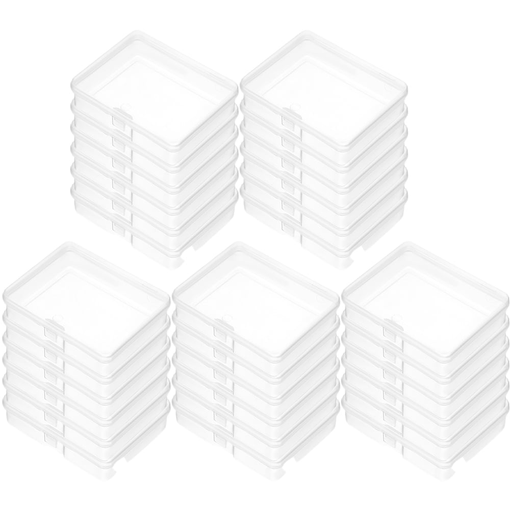 30 Pcs Transparent Bead Box Mini Plastic Storage Clear Container Small ...