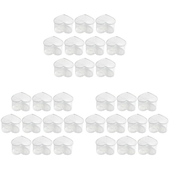 MERRYHAPY 30 Pcs Clear Heart Shaped Multi-Function Plastic Pudding Containers for Desserts and Snacks