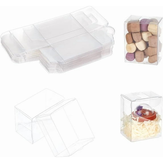 30 Pcs Transparent Plastic PVC Box 1.6x1.2x2 Inch Clear Rectangle Gift Packaging Boxes Wedding Party Favour Boxes