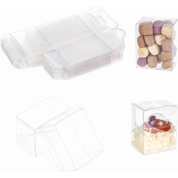 30 Pcs Transparent Plastic PVC Box 1.6x1.2x2 Inch Clear Rectangle Gift Packaging Boxes Wedding Party Favour Boxes