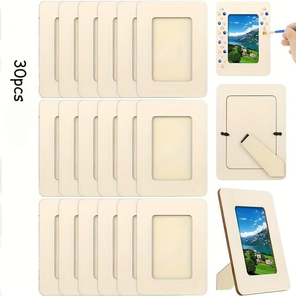 30 Pcs Unfinished Wooden Picture Frames, Bulk Small DIY Art Frames for Crafts, Natural Wood 4x6 Picture Frame Wood for Paintings, Weddings, Birthdays, Holiday Gifts