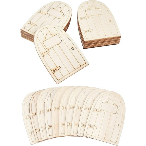 30 Pcs Unpainted Wooden Fairy Door Mini Blank Garden Door Pieces Wood Elf Door Miniature DIY Craft Embellishments
