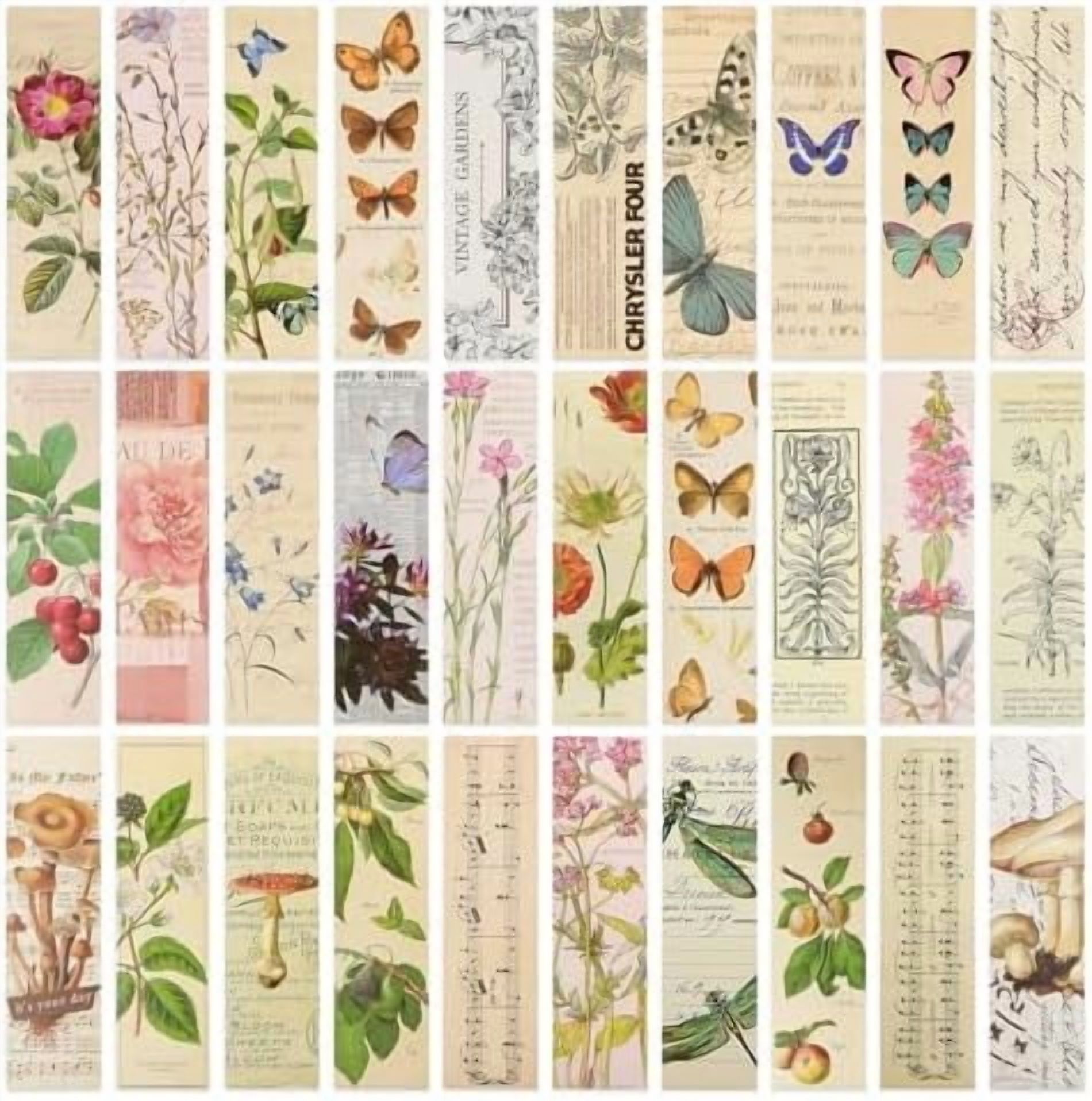 30 Pcs Vintage Bookmarks Aesthetic Cute Pretty Paper Bookmarks for Book ...
