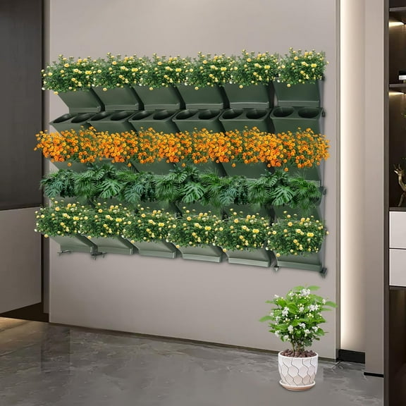 30 Pcs Wall Mounted Planter, Wall Flower Pot Holder Plastic Hanging Planter Vertical Wall Plant Container Green for Indoor Outdoor Plants