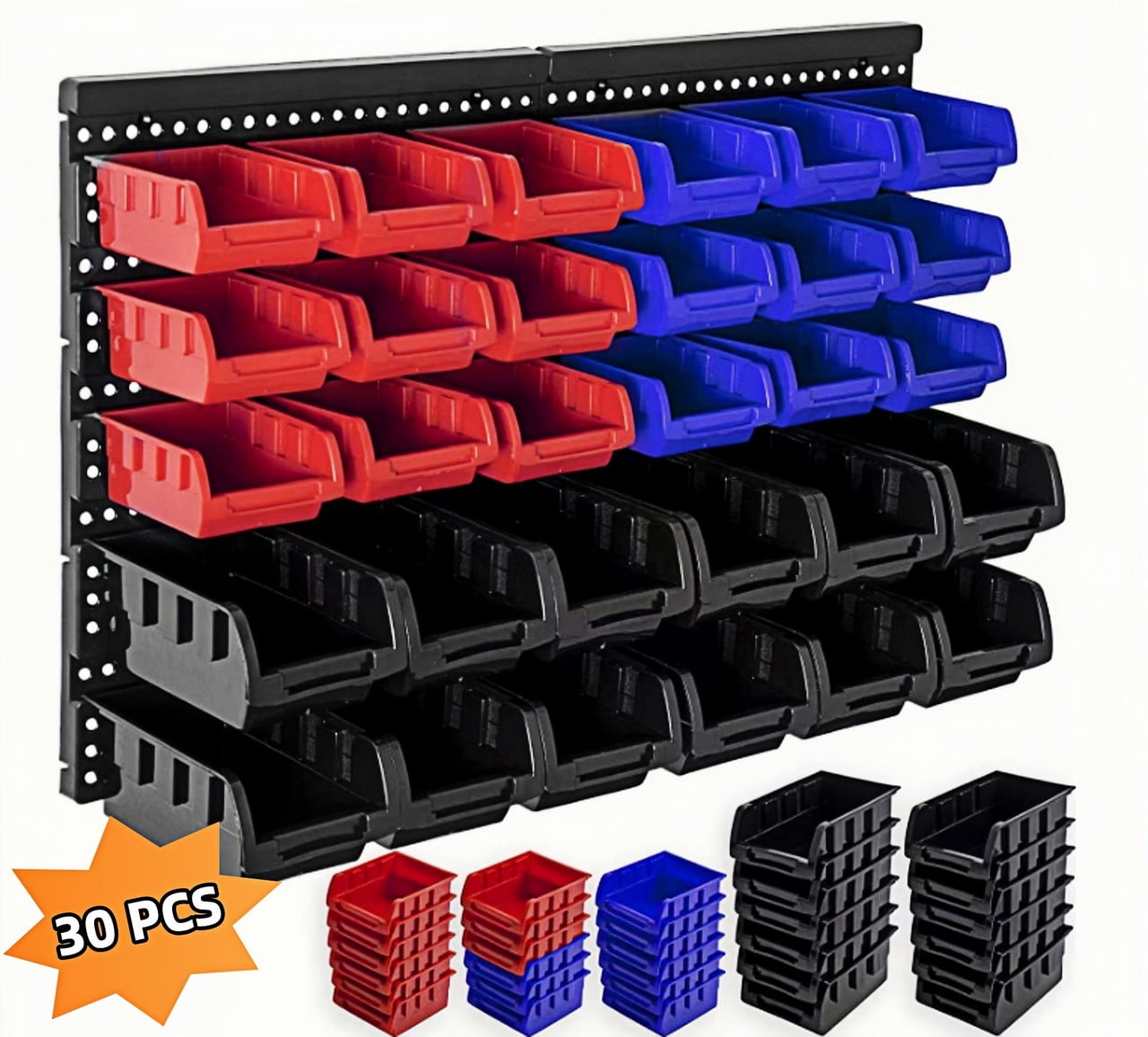 30 Pcs Wall Mounted Storage Bins, Garage Organizer Storage Shelf Unit Board 25.2" x 16.2"