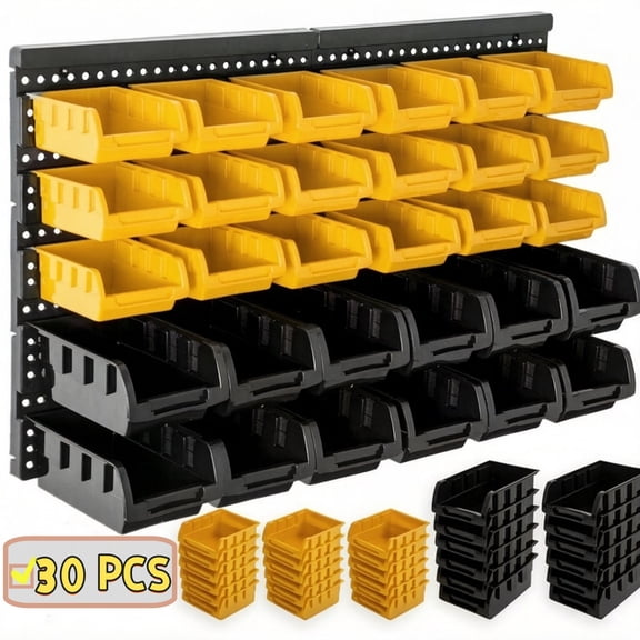 30 Pcs Wall Mounted Storage Bins, Garage Organizer Storage Shelf Unit Board 25.2" x 16.2"