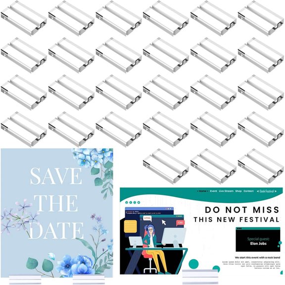 30 Pcs Wedding Acrylic Place Card Holder, 2" Clear Small Acrylic Sign Holders, Table Numbers Name Display Stands, Thanksgiving Place Cards Holders, for Photos Office Menu Meeting