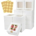 thumbnail image 1 of 30 Pcs White Bakery Boxes with Window, 6 X 6 X 3 Inches, White Paperboard Treat Boxes for Cookies, Pastry, Cookies, Strawberries, Macarons, 1 of 3