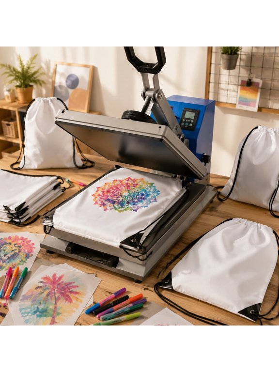 30 Pcs White Drawstring Bags Bulk 15.7 inch Sublimation Blank Cinch Backpacks for Heat Transfer Printing DIY Craft Gift Party Favor Gym Travel Storage Creative Supply Set