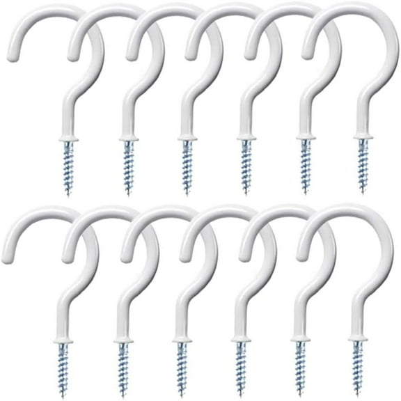 30 Pcs White Vinyl Coated Screw Hooks Screw-in Environmental Friendly Screw Hooks Heavy Duty Cup Hooks for Indoor Outdoor Wall Ceiling Cup Hanging Hook(2.8 inch White)