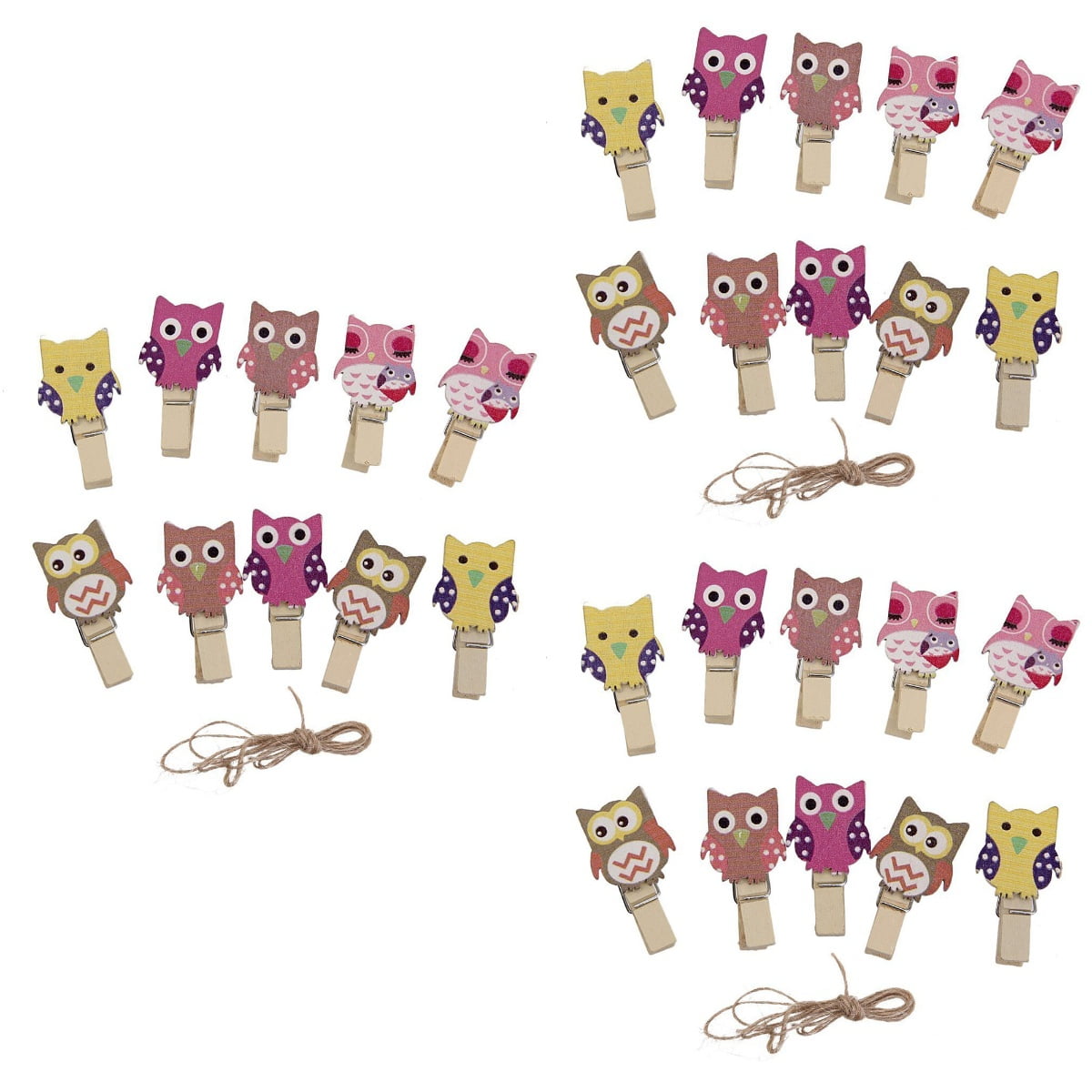 30 Pcs Wood Clamps Tacks Thumbtack Wooden Paper Clips Clothespin