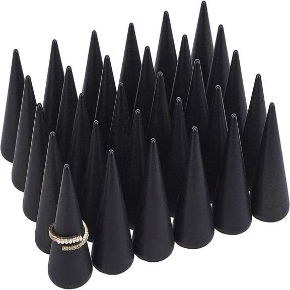 30 Pcs Wood Cone Ring Holder Finger Jewelry Display StandBurlywood 1x2 Inch Ring Display Stands Organizer DIY Craft for Retail Jewelry