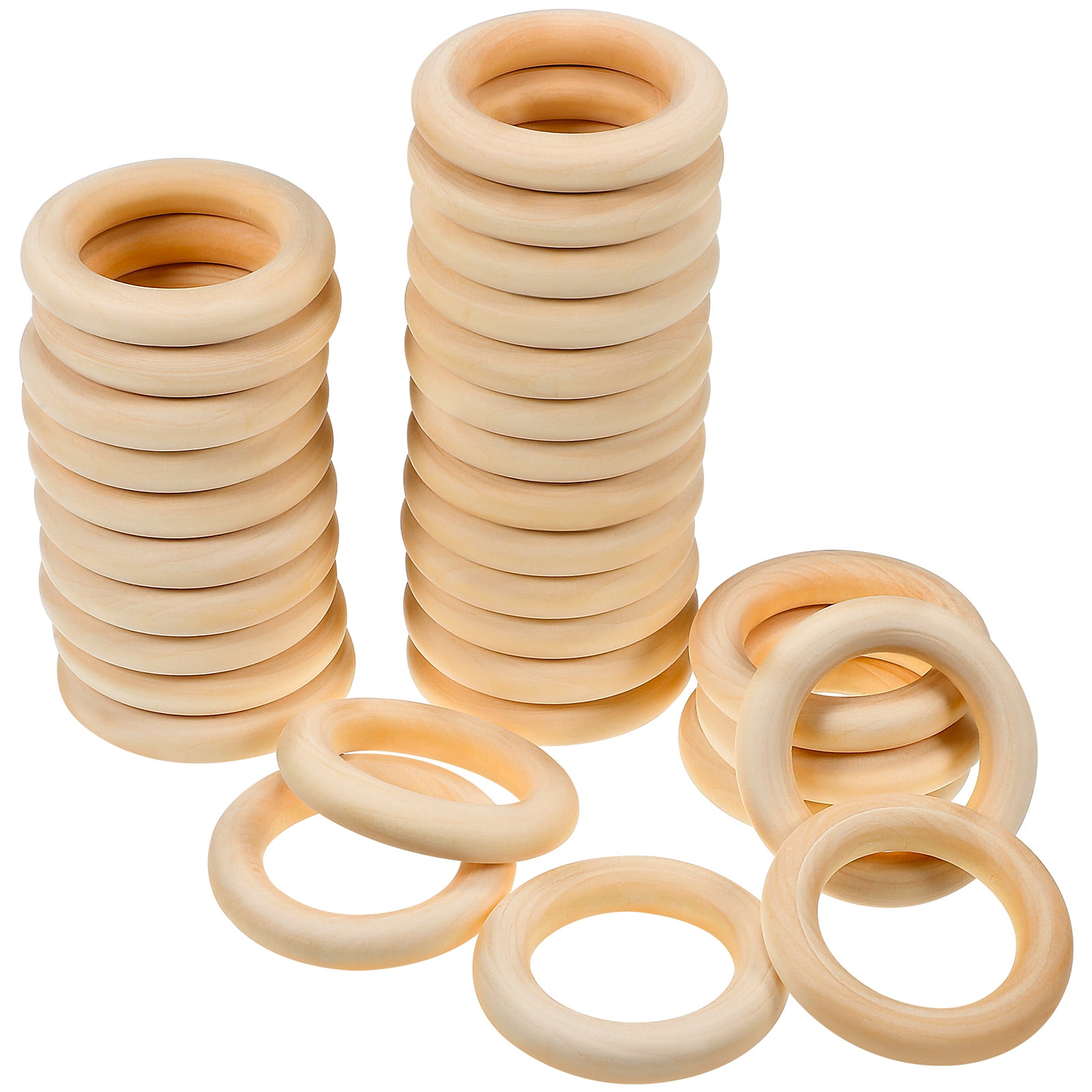 30 Pcs Wooden Rings Unfinished Wood Rings Crafts For Macrame Diy Crafts Decor