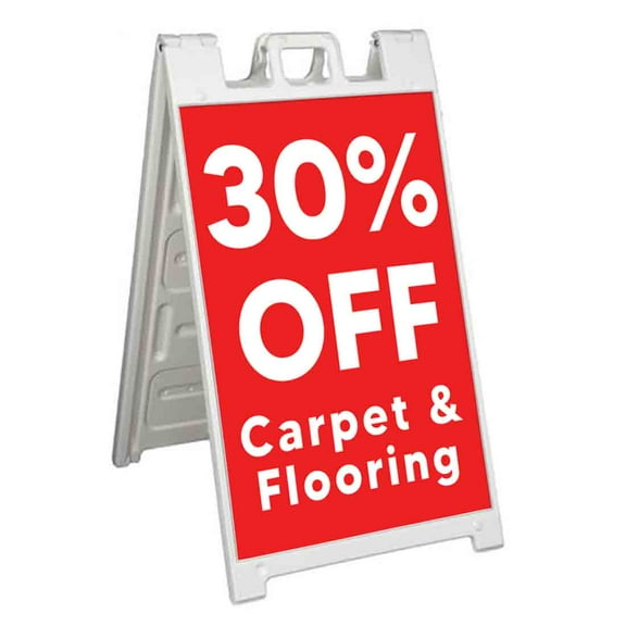 30 Percent Off Carpet and Flooring (24" X 36") Standard A-Frame Signicade, Includes Decal Applied To Stand
