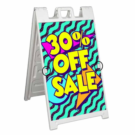 30 Percent Off Sale (24" X 36") Deluxe A-Frame Signicade, Includes 2 Removable Panels & Stand