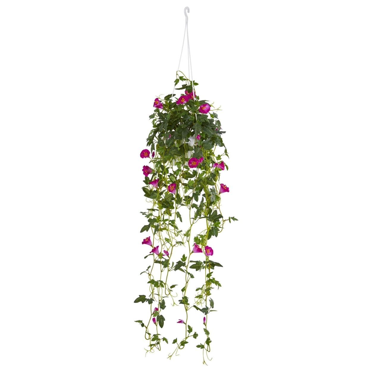 30" Purple Petunia Hanging Basket Artificial Plant with Green Foliage