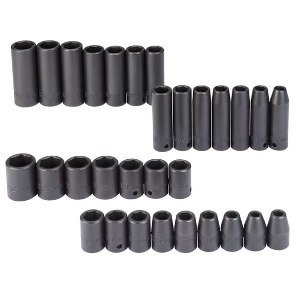 Proto 1/2 In Drive Impact Socket 6 Point Set 30Pc