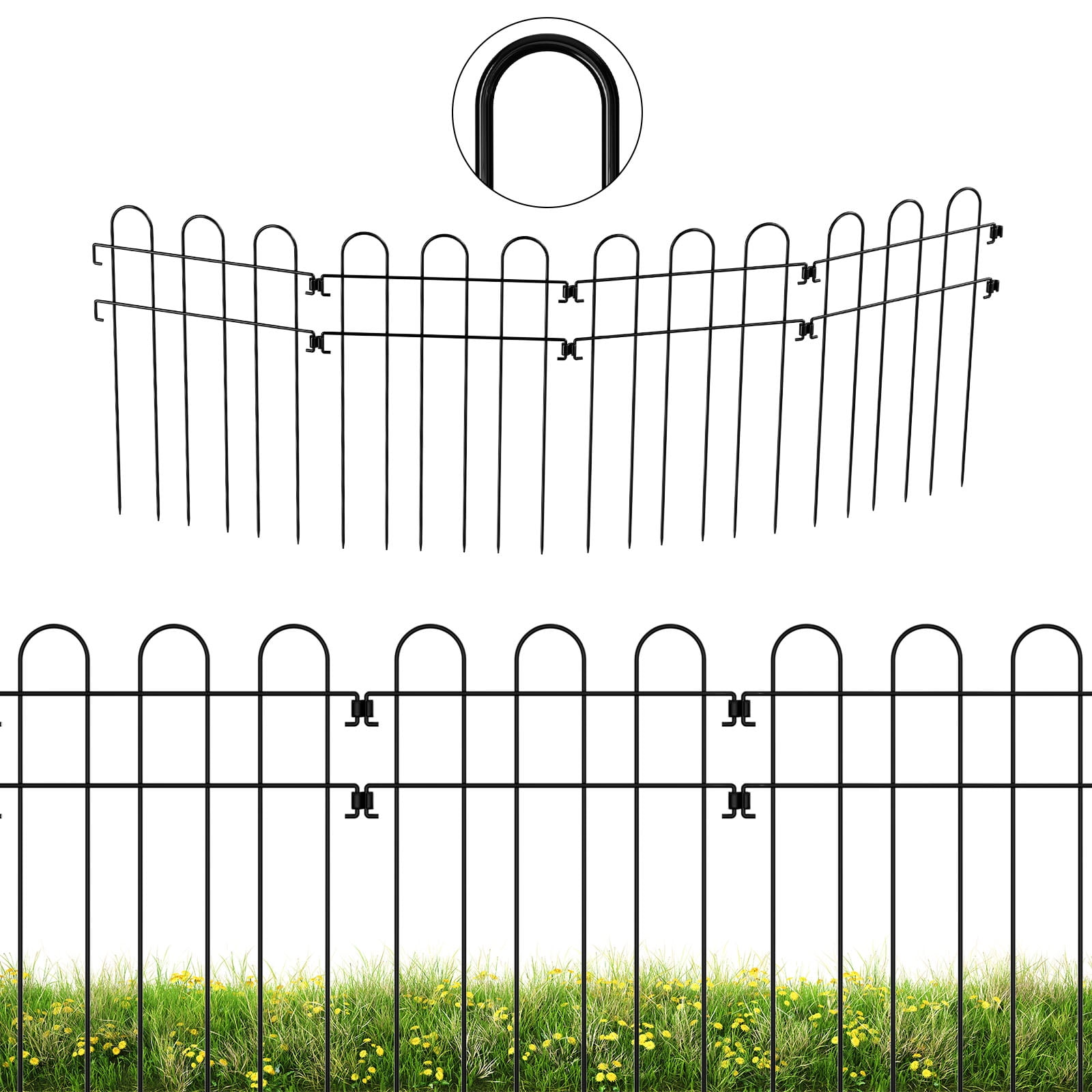 Oumilen 30 Piece Decorative Garden Fence, 16.5" (H) x 30 ft (L) Animal Barrier Fence Arched