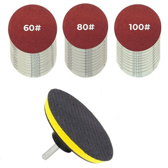 30-Piece Drill Bit Sanding Attachment Sandpaper 60/80/100 and 5 inch Back Pad Set, Elec_wm25