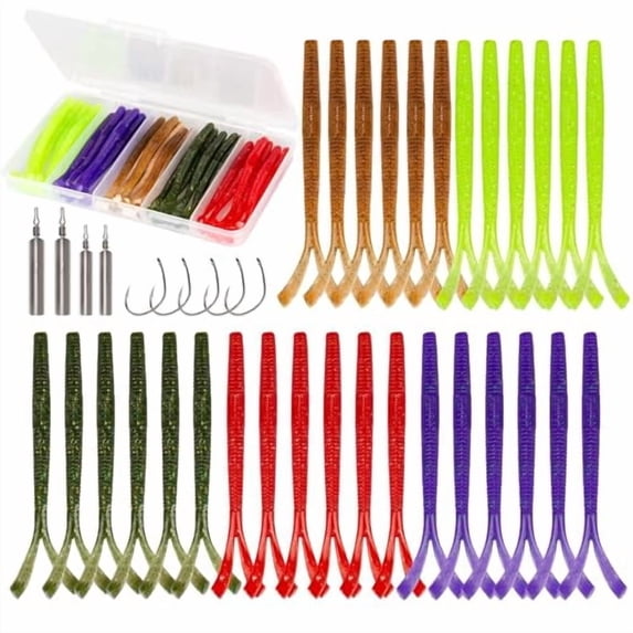 30-Piece Drop Shot Fishing Kit - Complete All-in-One Rig with Senko Worms, Hooks & Weights for Bass