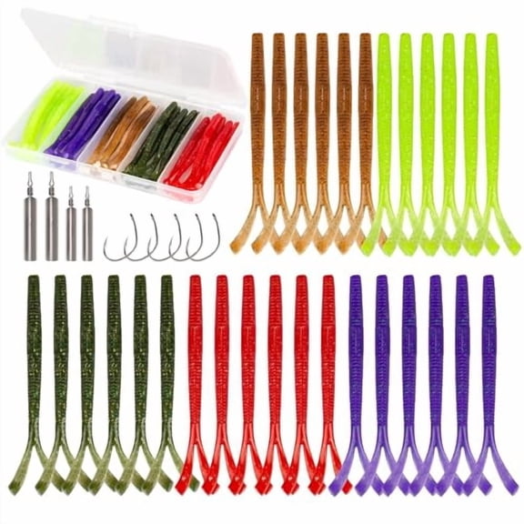 30-Piece Drop Shot Fishing Kit - Complete All-in-One Rig with Senko Worms, Hooks & Weights for Bass