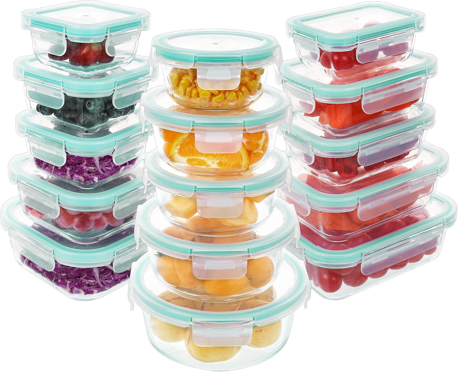 30 Piece Glass Food Storage Containers Set, Glass Meal Prep Containers ...