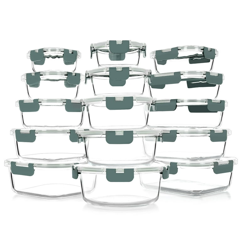 Premium Borosilcate Glass Meal Prep Food Containers with Snap Locking Lids,  16 Piece Set, 16 PC - Metro Market
