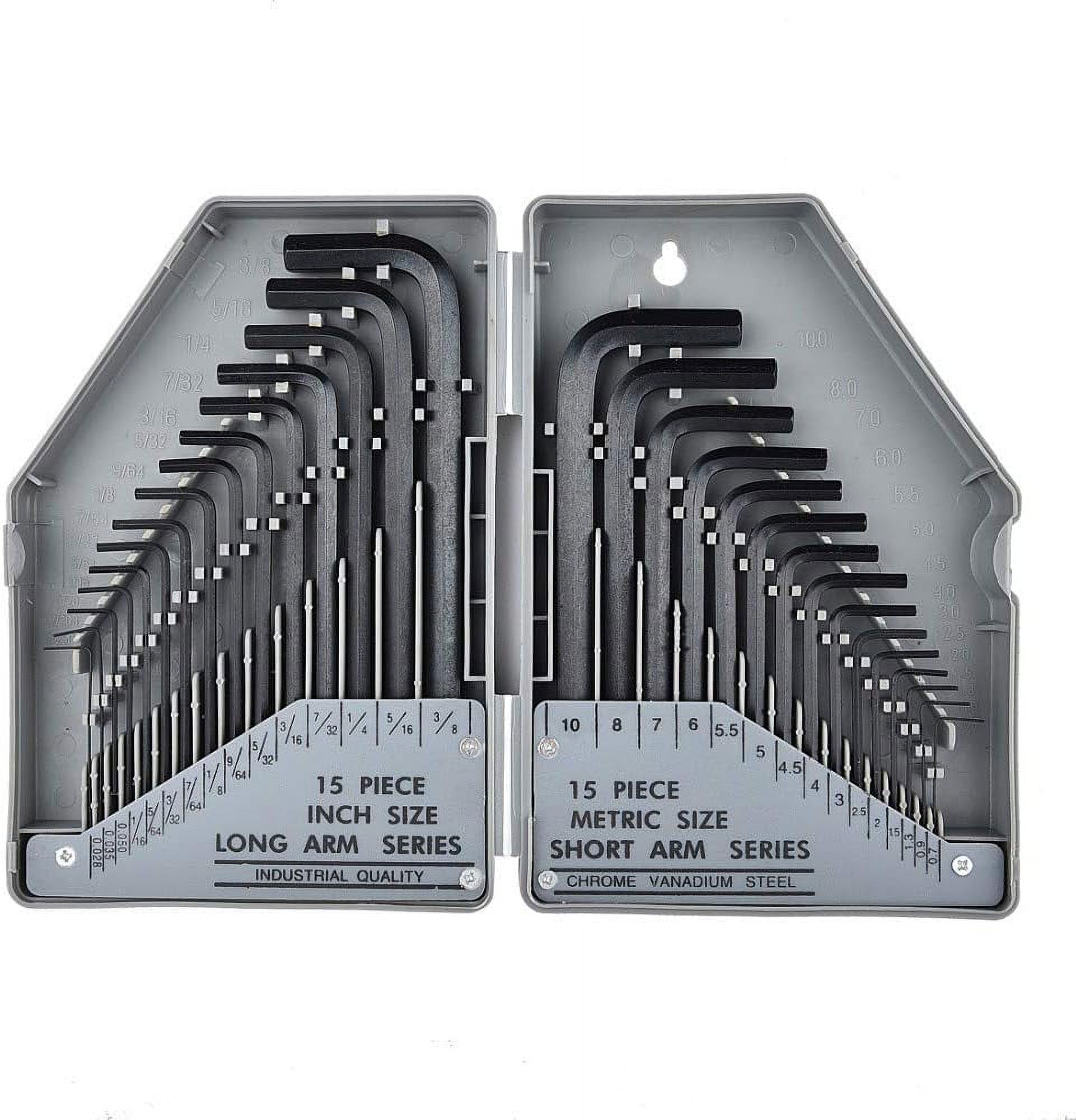 30 Pc Small Long Folding Hex Key Allen Wrench Set Metric SAE 
