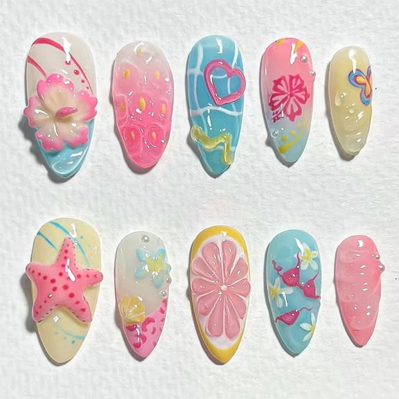 30-Piece Ins-Style Handmade Press On Nails | Cute Acrylic Fake Nails with Trendy Patterns, Fit for Daily Wear, Party & Date Nights